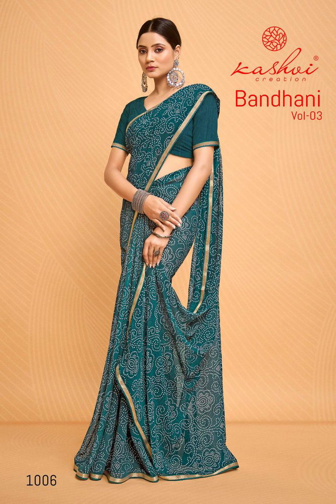 Bandhani Vol 3 By Kashvi Georgette Printed Sarees Wholesale Shop In Surat